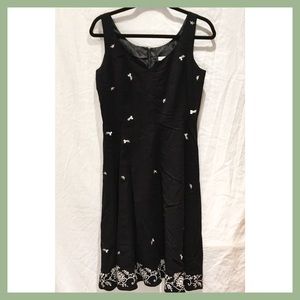 Black Midi Dress with White Embroidery